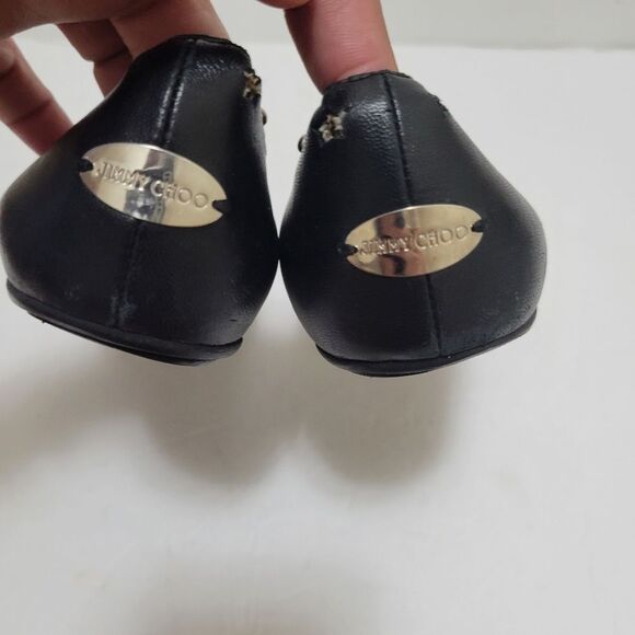 Jimmy Choo Black Glitter Slip On Ballet Flat Womens Size 38 - Picture 5 of 13